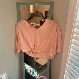 Light pink tie front crop top